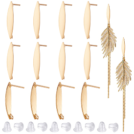 16шт. латунные серьги-гвоздики, с вертикальными петлями, лошадиный глаз , с 30 пластиковыми ушными гайками