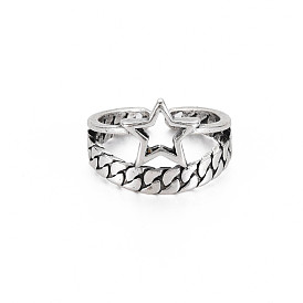 Star Wide Open Cuff Ring, Tibetan Style Alloy Jewelry for Women, Cadmium Free & Lead Free