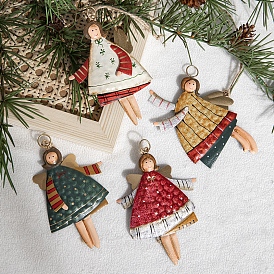 Décorations pendentif poupée ange en fer rétro, pour les décorations suspendues d'arbres de Noël