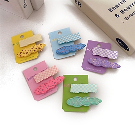 2Pcs Plastic Alligator Hair Clips, Hair Accessories for Girls Women, Rectangle and Cloud
