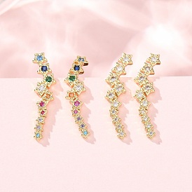 Серьги на гусеничном ходу из циркония, звезда, реальный 18 k позолоченный, без кадмия и без свинца, долговечный, стойки покрытие