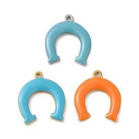 304 Stainless Steel Charms, with Enamel, Horseshoe Charm