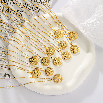 304 ожерелье из нержавеющей стали с тиснеными созвездиями, золотые