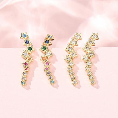 Серьги на гусеничном ходу из циркония, звезда, реальный 18 k позолоченный, без кадмия и без свинца, долговечный, стойки покрытие