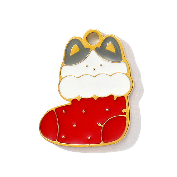 304 нержавеющей стальной эмали подвески, носки с подвесками в форме кошек, ионное покрытие (ip), реальный 18 k позолоченный