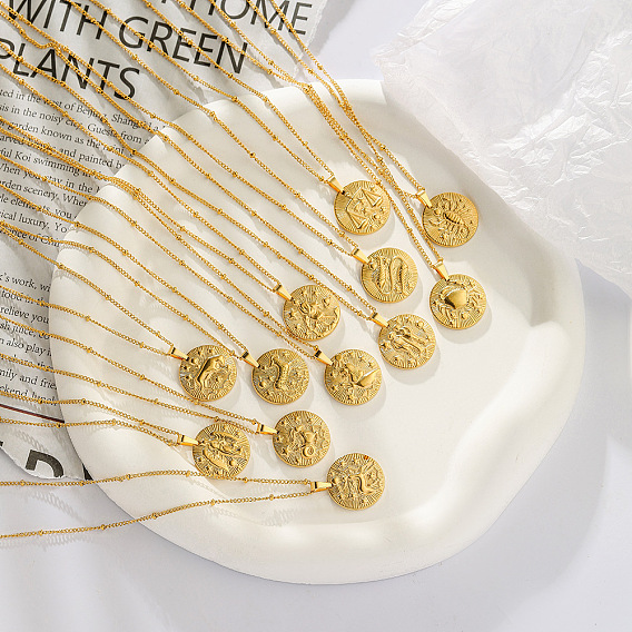 304 ожерелье из нержавеющей стали с тиснеными созвездиями, золотые