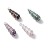 Teardrop Natural Mixed Gemstone Pendants, with Silver Copper Wire Findings