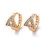 Brass Hoop Earrings with Glass, Hollow Triangle