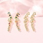 Brass Micro Pave Cubic Zirconia Stud Crawler Earrings, Star, Real 18K Gold Plated, Cadmium Free & Lead Free, Long-Lasting Plated, Rack Plating