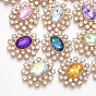 Alloy Cabochons, with Resin Rhinestone and Crystal Glass Rhinestone, Faceted, Oval