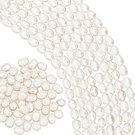 PandaHall Elite 5 Strands Natural Cultured Freshwater Pearl Beads Strands, Rice