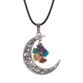 Ожерелье с подвеской в виде луны в тибетском стиле, Ожерелье на тему чакры из смешанных драгоценных камней и натуральных и синтетических камней