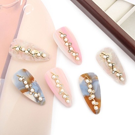 Teardrop Cellulose Acetate Alligator Hair Clips, with Rhinestones & Imitation Pearls, Hair Accessories for Women & Girls