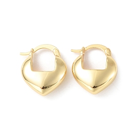 Brass Heart Hoop Earrings for Women, Cadmium Free & Lead Free
