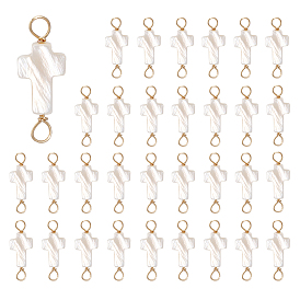 32pcs breloques de connecteur de coquille d'eau douce naturelle, liens croisés