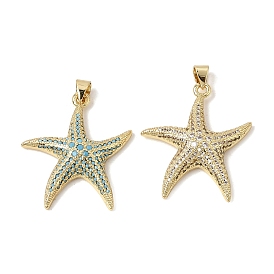 Micro cuivres ouvrent pendentifs zircone cubique, charmes d'étoiles de mer, crémaillère plaquage, plaqué longue durée, sans cadmium et sans plomb, réel 18 k plaqué or