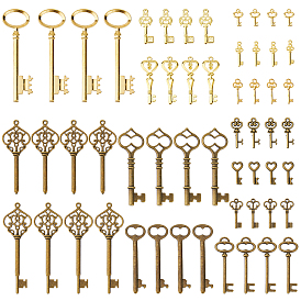 64Pcs 14 Styles Alloy Pendants, Key Charms