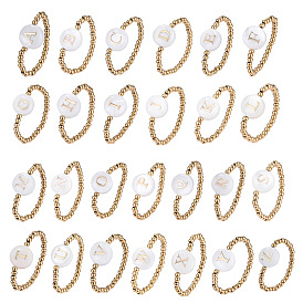 304 Кольца из нержавеющей стали и ракушек, плоские круглые с буквы, стрейч-кольца