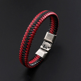 Unisex Imitation Leather Braided Bracelets with Alloy Clasps