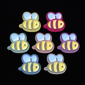 Transparent Acrylic Beads, with Enamel, Frosted, Bee