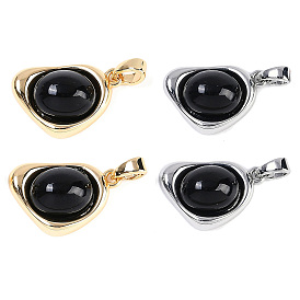 Черные стеклянные подвески, латунь сердце прелести