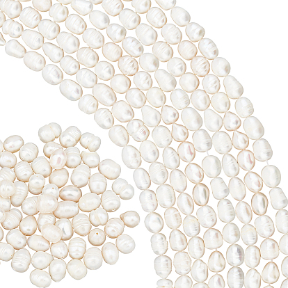 5 Strands Natural Cultured Freshwater Pearl Beads Strands, Rice