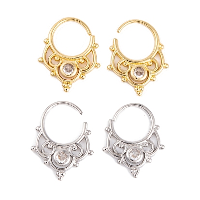 Rack Plating Brass Cubic Zirconia Earrings, Cadmium Free & Lead Free, Long-Lasting Plated, Hoop Earrings