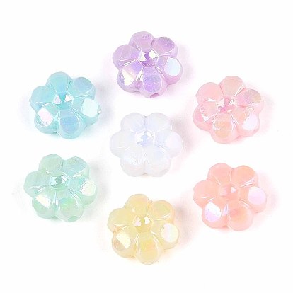 Непрозрачные акриловые бусины, с покрытием AB цвета, цветок
