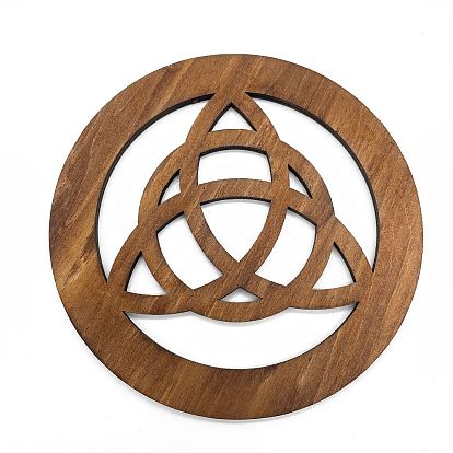Wooden WICCA Altar Ritual Ornaments, for Aesthetic Room Decor Home Decoration, Flat Round with Knot