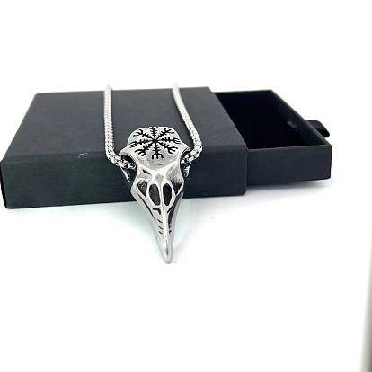 Винтажный кулон в виде черепа викинга с орлом из нержавеющей стали для мужчин