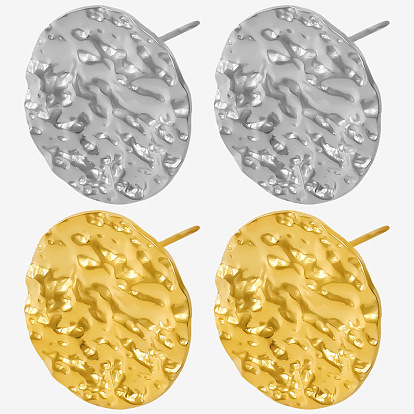 Элегантные плоские круглые 304 серьги-гвоздики из нержавеющей стали, сложить очарование