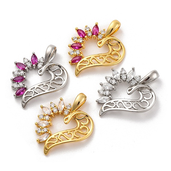 Латунные микро проложить кубического циркония подвески, долговечный, без свинца и без кадмия, сердце
