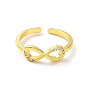 Clear Cubic Zirconia Infinity Open Cuff Ring, Brass Jewelry for Valentine's Day
