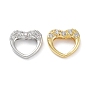 Rack Plated Brass Pendants, with Cubic Zirconia, Long-Lasting Plated, Lead Free & Cadmium Free, Heart