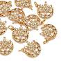 SHEGRACE Brass Pave Clear Cubic Zirconia Charms, Moon with Snowflake Charms, Cadmium Free & Nickel Free & Lead Free, Long-Lasting Plated