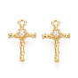 Подвески из латуни с прозрачным фианитом, крестик, без никеля 