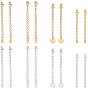 16Pcs 8 Style Stainless Steel Chain Extender, with Lobster Claw Clasps & Curb Chains