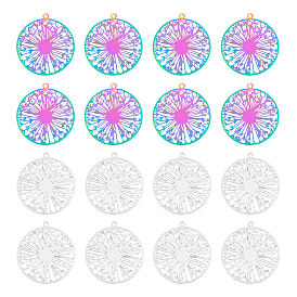 40 шт. 2 цвета 201 филигранные подвески из нержавеющей стали, гравированные металлические украшения, одуванчик