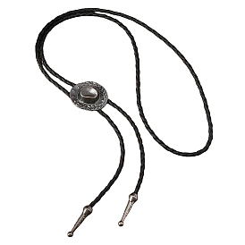 1pc West Cowboyhut im tibetischen Stil, Anhänger aus Legierung, schwarze PU-Lederkordel, Bolo-Krawatte, Lariat-Halskette