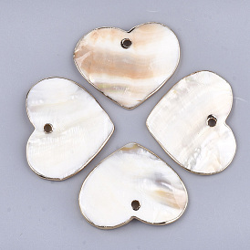 Electroplate Freshwater Shell Pendants, Heart