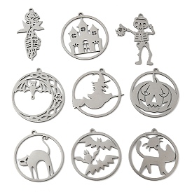 201 подвески из нержавеющей стали, лазерная резка, хэллоуин прелести, цвет нержавеющей стали