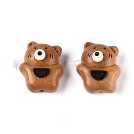 Натуральные бусины из дерева зизифуса, медведь