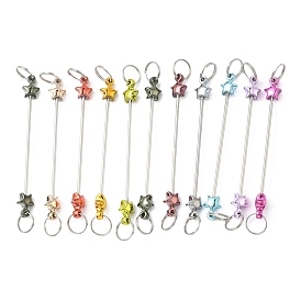 Железная планка для брелока с бусинами, с пластиковыми звездообразными бусинами, для брелока своими руками, платина