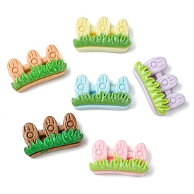Opaque Resin Decoden Cabochons, Fence with Grass