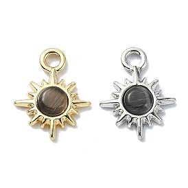 Alloy Glass Pendants, Sun, Black