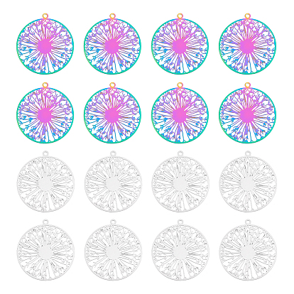 40 шт. 2 цвета 201 филигранные подвески из нержавеющей стали, гравированные металлические украшения, одуванчик