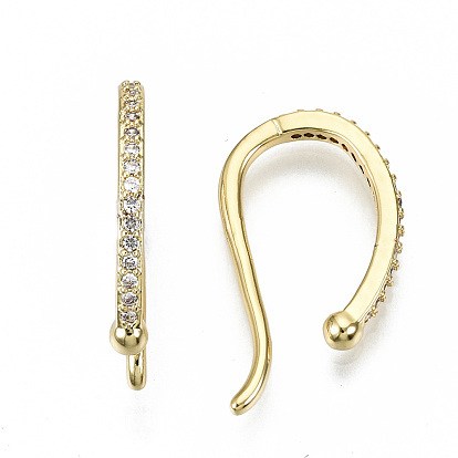 Brass Micro Pave Clear Cubic Zirconia Cuff Earrings, Cadmium Free & Nickel Free & Lead Free