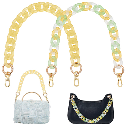 2шт. 2 варианты прозрачных акриловых цепочек для сумок, с поворотными застежками из сплава золотистого цвета и пружинными кольцами защелки., для замены ремней для мешков