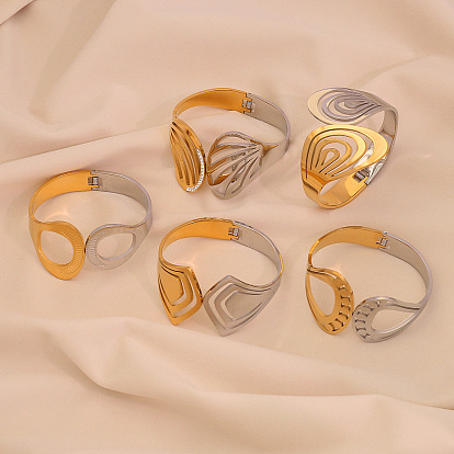 304 женские шарнирные браслеты из нержавеющей стали, золотые и нержавеющая сталь цвет