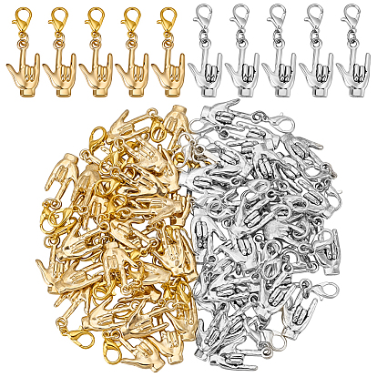 60 шт. 2 стили сплава подвеска с надписью «люблю тебя» украшения, с карабин-лобстерами 